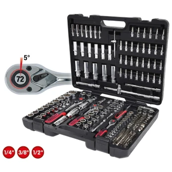 Galvučių komplektas KS Tools CHROMEplus, 1/4+3/8+1/2'' 195 vnt.