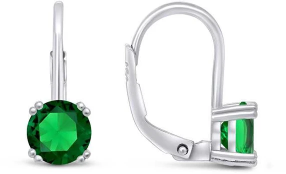Brilio Silver Sidabrinis dangling earrings with žalias zircons EA1013WG