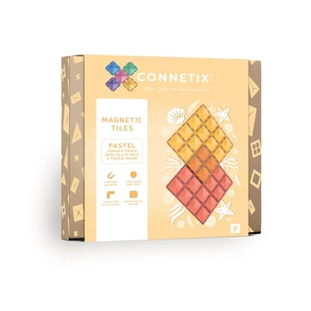 Connetix - Base Plate Pastel Lemon &amp; Peach 2 Pieces - (CT-P-LP002-BP)