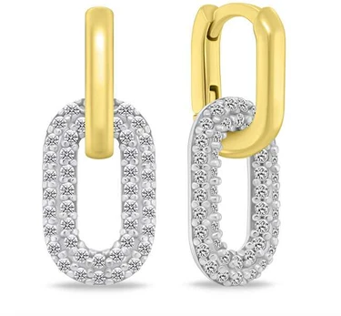 Brilio Silver Oval bicolor 2in1 earrings with zircons EA1177YW
