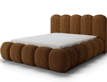 Oloroso bed 140x200 with metal frame and storage compartment, brown chenille, Modern, Brown