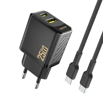 Dudao A26TCEU Adapteris 25Watt 1xUSB-C 1xUSB-A (1m USB-C to USB-C cable included) Sort