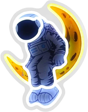 Neon Beline Light Astronauta na księżycu
