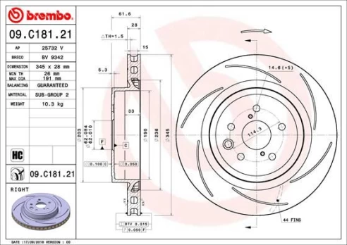 Stabdžių diskas BREMBO 09.C181.21