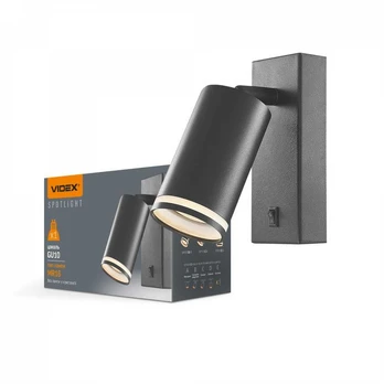 Sienos Spot lempa GU10 Videx, juoda