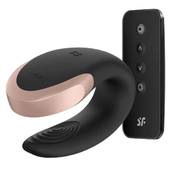 SATISFYER DOUBLE LOVE LUXURY PARTNER VIBRATOR - BLACK