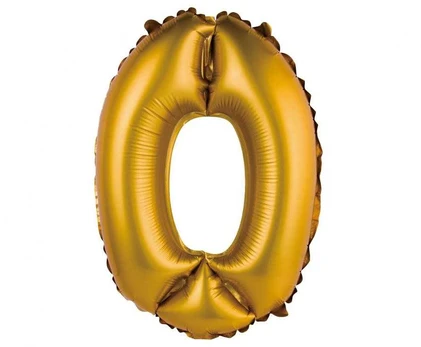 GoDan folijos balionas numeris 0, auksinis, matinis, 35 cm