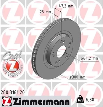 Stabdžių diskas ZIMMERMANN 280.3161.20