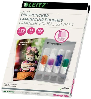 Esselte LEITZ 100 A4 LAM POUCH PUNCHED 125MICRON (33878)
