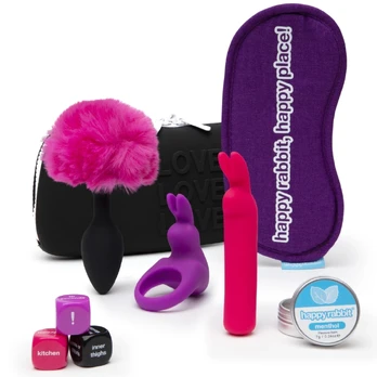 Happy Rabbit Couples Kit 7-Piece USB Rechargeable Set with Storage Case