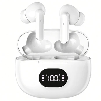 Belaidės „Bluetooth“ TWS ausinės, įdedamosios su mikrofonu, baltos