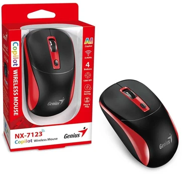 Pelė GENIUS NX-7123 BlackRed/ 1200 dpi/ wireless/ Copilot/ 4-button/ juodas/ red