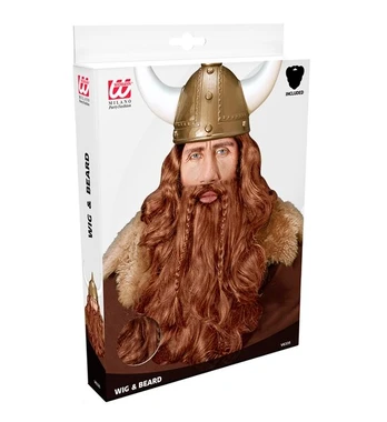 VIKING WIG WITH BEARD & MOUSTACHE in box