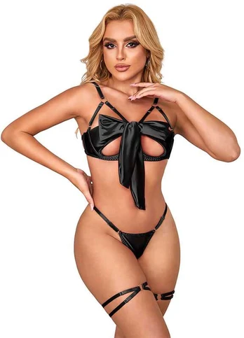 Subblime Sets SUBBLIME - 955205 BRA SET WITH ADJUSTABLE Juodas BOW L/XL