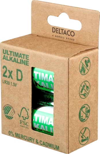 Elementai DELTACO D (LR20), 1,5 V, 2 vnt. / ULT-LR20-2P