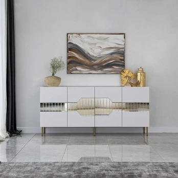 TV staliukas Konsolė Milan - Baltas, Gold