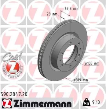 Stabdžių diskas ZIMMERMANN 590.2847.20