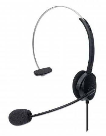 MANHATTAN USB Mono Ausinės Over-Ear USB-A-Stecker juodas