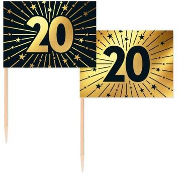 Globos Europe Bv Guld og sort kageflag 20, 50 stk