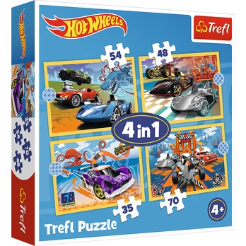 HOT WHEELS TREFL 4 dėlionių rinkinys