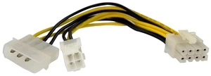 Kabelis StarTech EPS48ADAP LP4, 8 pin, 0.15 m, juoda/geltona