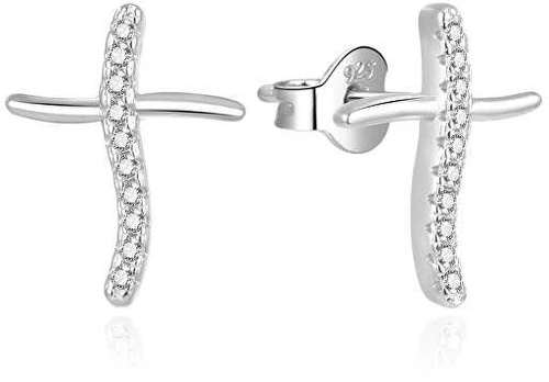 Beneto Modern sidabrinis earrings with zircons Crosses AGUP2000