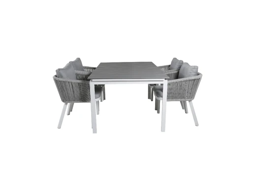 Levels Table 160/240 - White/Grey+Virya Dining Chair - White Alu / Grey cushion _4