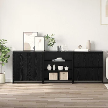 Kabalas 3 pcs juoda ąžuolo 70 x 41 x 75 cm Apdirbta mediena