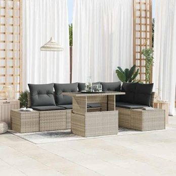 sodo sofa komplektas 6 dalių Smėlio, Pilka