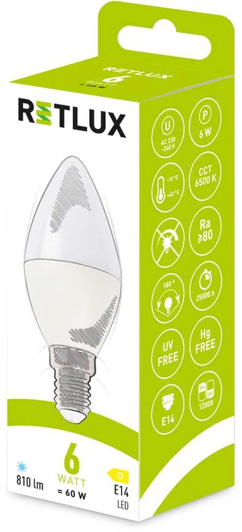 RLL 628 C37 E14 candle 6W DL D RETLUX