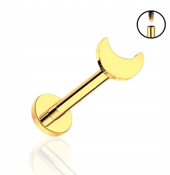 Auksinis Labret auskaras su mėnuliu, titanas 1,2/10/3