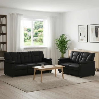 Sofa Sofos komplektas 2 vnt. Juoda Dirbtinė oda