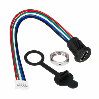 Mini USB moteriškas lizdas - 5+4 kontaktų - tiesus