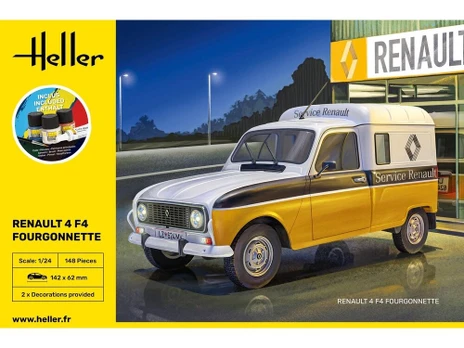 Heller Renault 4 F4 Fourgonnette dovanų rinkinys su dažais, 1/24, 58700