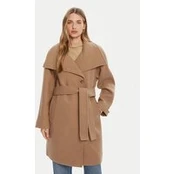 Calvin Klein Vilnonis paltas LV044D557G Smėlio Regular Fit