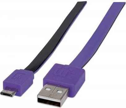 Kabelis USB Manhattan USB-A - microUSB 1 m Violetinis (391368)