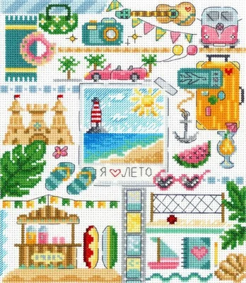 Cross stitch kit "Sampler. On the beach" SNV-883