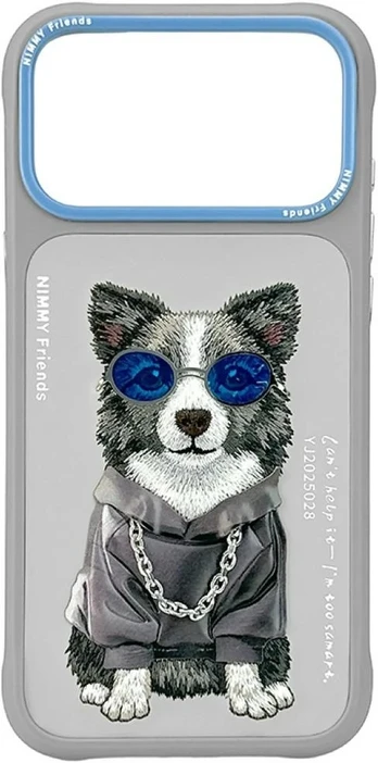 Dėklas NIMMY case GLASSES COOL DOG for IPHONE 18 Pro Max/17 Pro Max pilkas