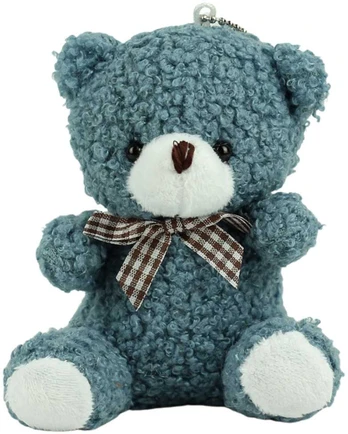 Pliušinis žaislas - pakabukas Meškiukas, 8 cm, mėlynas