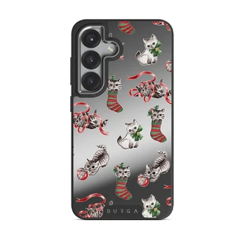 Merry Kitty - Samsung Galaxy S25 Case, Elite Mirror Dark (Magnetic) / Silver