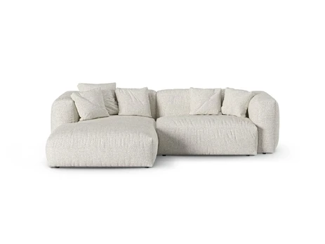 Boucle Modular Left Corner Sofa, "Martina", 2 Seats, 280x176x75, Grey Beige Melange