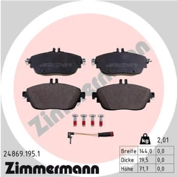 Stabdžių trinkelių rinkinys, diskinis stabdys ZIMMERMANN 24869.195.1