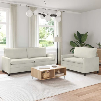 Sofa Sofos komplektas 2 pcs Kreminė Aksomas