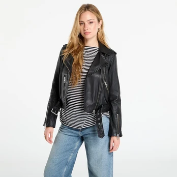 AllSaints Balfern Leather Biker Jacket Black - Dydis 10 (W084LB-5 Striukės)