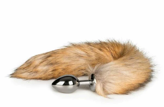 Rimba Aliuminio Plug with Faux Fox Tail - Sidabrinis & Pilkas, Medium