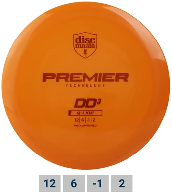 Diskgolfo diskas DISCMANIA Distance Driver Q-LINE PREMIER DD3 Oranžinis