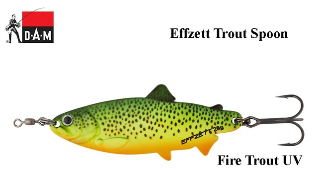 Blizgė DAM Effzett Trout Spoon Sinking Fire Trout UV 25 g
