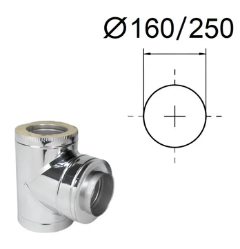 Izoliuotas 90° trišakis su adapteriu. D-160/250 mm.