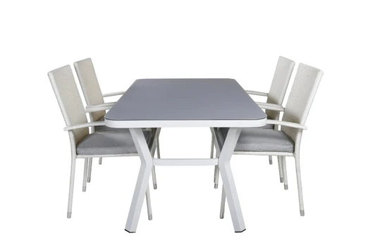 Virya Dining Table - White Alu / Grey Glass - small table+Anna Chair - White_4