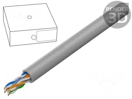 Wire | U/UTP | 4x2x26AWG | 6a | stranded | Cu | LSZH | grey | 100m